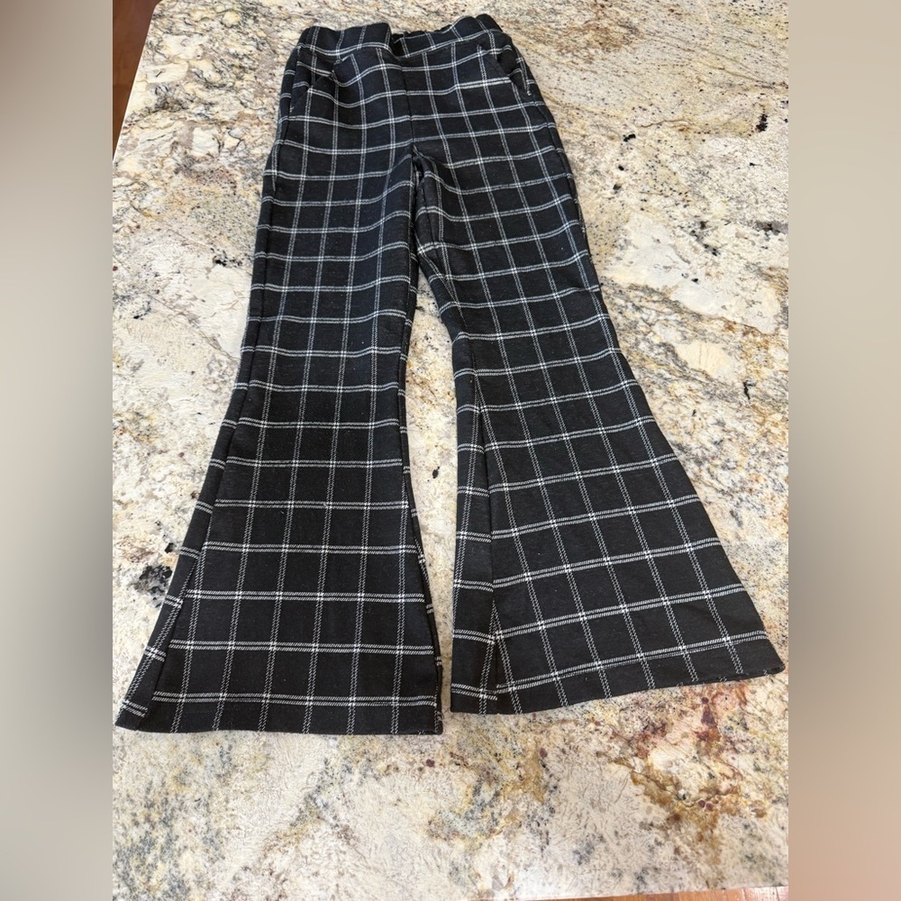 Old Navy Girls Black Checkered Flare Boot Cut Pants Size 8